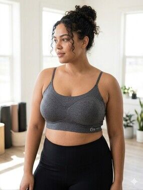 🩶 Zyia Active Seamless Sports Bra – Heathered Gray – Size XXXL (3XL)